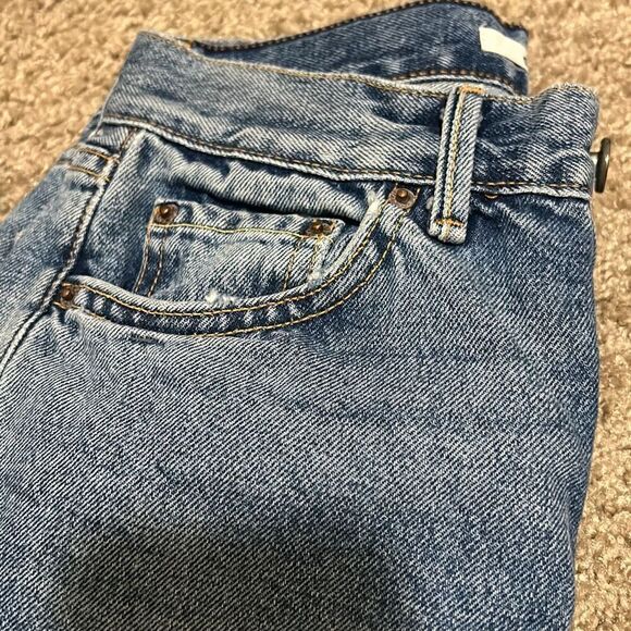 GRLFRND 24 Karolina High Rise Straight Leg Crop Jeans Frayed Hem Button Fly - Picture 5 of 13